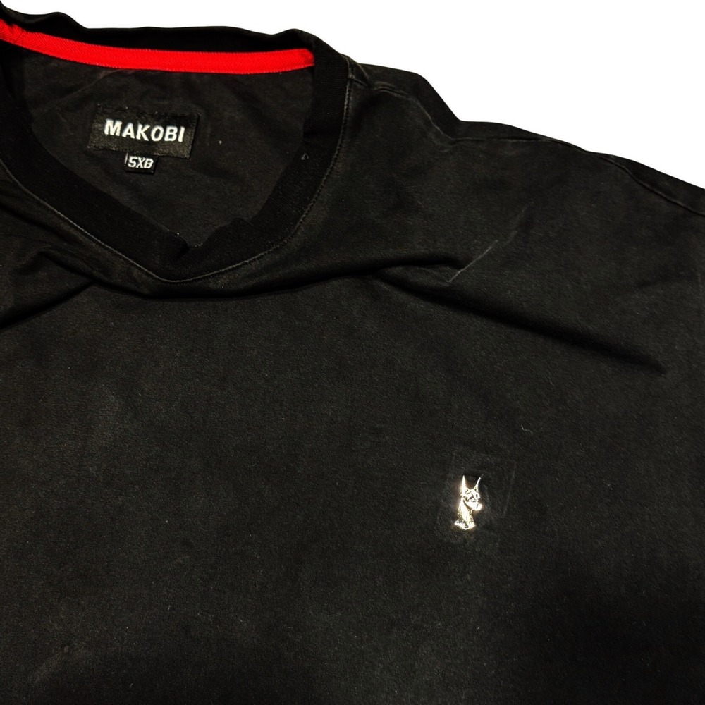 Makobi T-Shirt Mens 5XB Woven Paneled Checkered Black Urban Streetwear Artsy Y2K